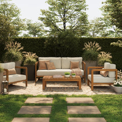 Kona Natural Sand 4-Piece Outdoor Teak Wood Furniture Set