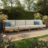 Kona Natural Sand 4-Piece Outdoor Teak Wood Modular Sofa Set