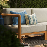 Kona Natural Sand 4-Piece Outdoor Teak Wood Modular Sofa Set