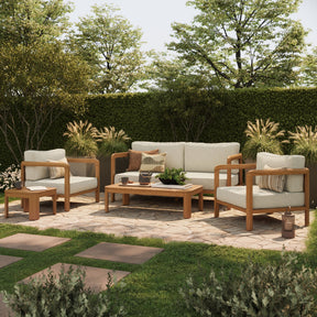 Kona Natural Sand 5-Piece Outdoor Teak Wood Furniture Set