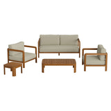Kona Natural Sand 5-Piece Outdoor Teak Wood Furniture Set