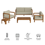 Kona Natural Sand 5-Piece Outdoor Teak Wood Furniture Set