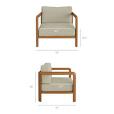 Kona Natural Sand 5-Piece Outdoor Teak Wood Furniture Set
