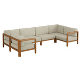 Kona Natural Sand 6-Piece Outdoor Teak Wood Modular Sofa