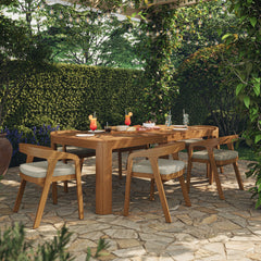Kona Natural Sand 7-Piece Outdoor Teak Wood Dining Set
