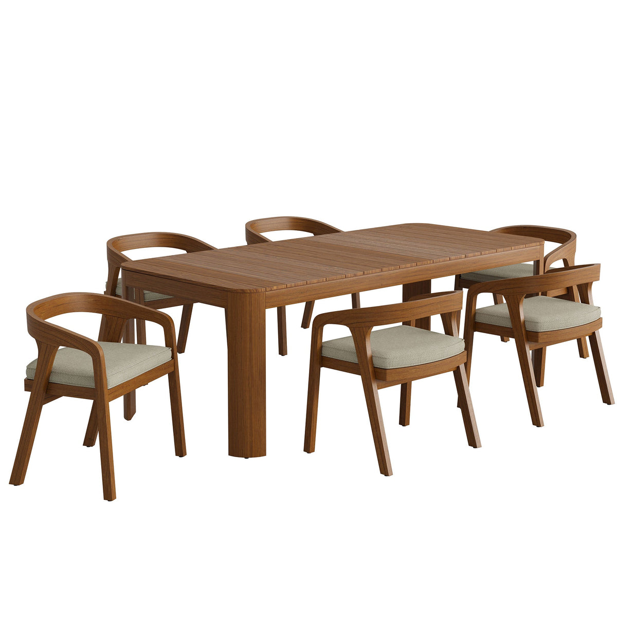 Kona Natural Sand 7-Piece Outdoor Teak Wood Dining Set