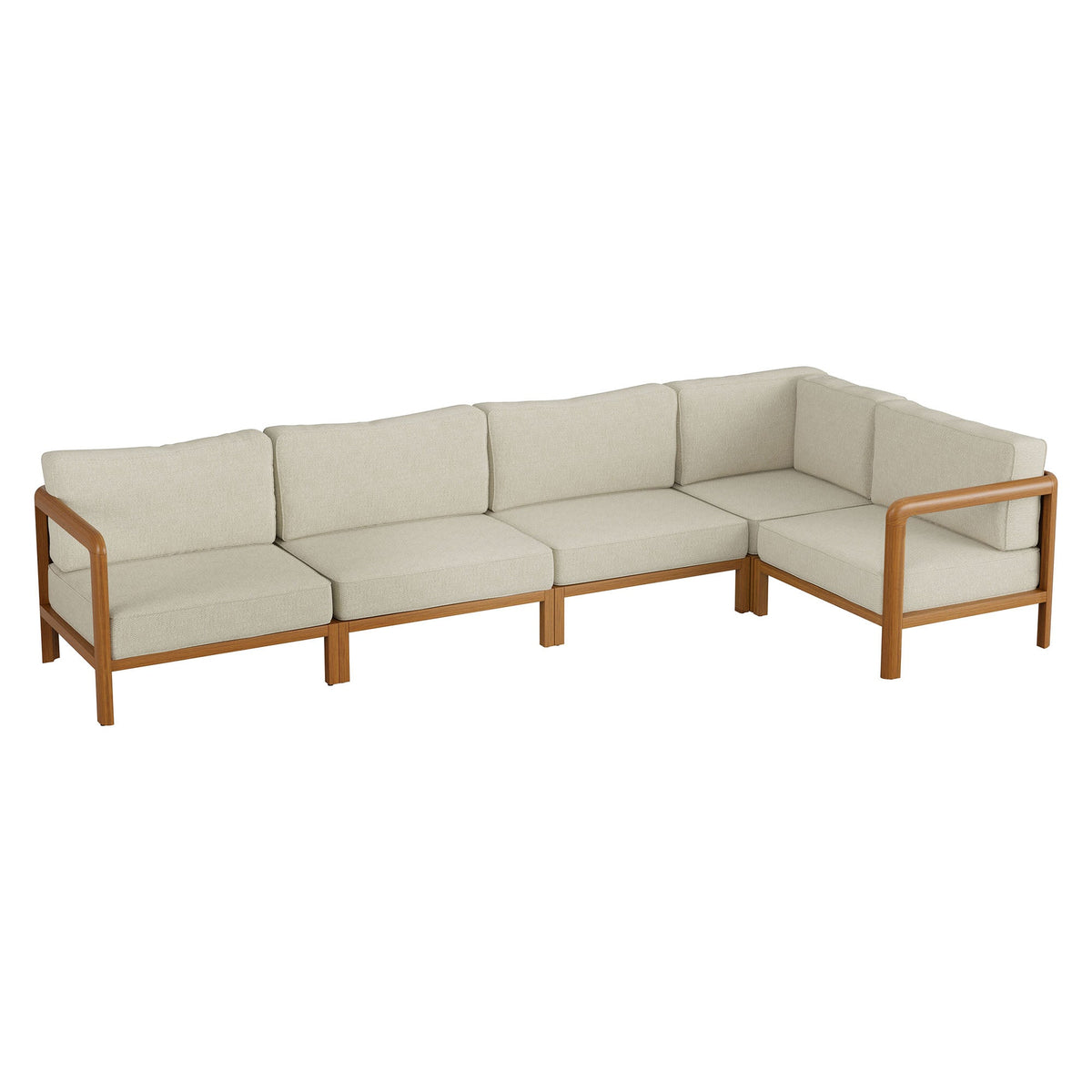 Kona Natural Sand L-Shaped Outdoor Teak Wood Modular Sofa