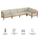 Kona Natural Sand L-Shaped Outdoor Teak Wood Modular Sofa