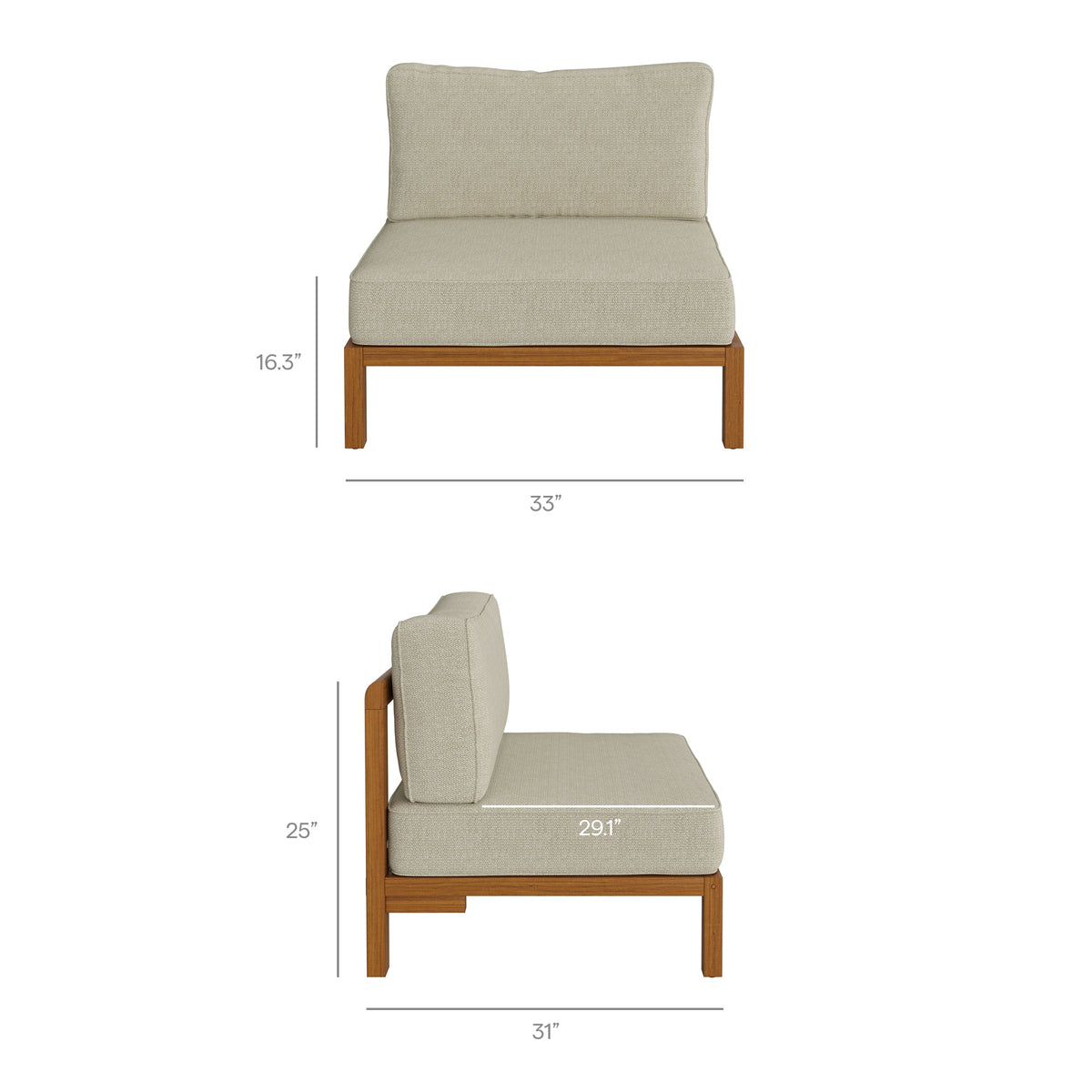 Kona Natural Sand L-Shaped Outdoor Teak Wood Modular Sofa