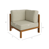 Kona Natural Sand L-Shaped Outdoor Teak Wood Modular Sofa