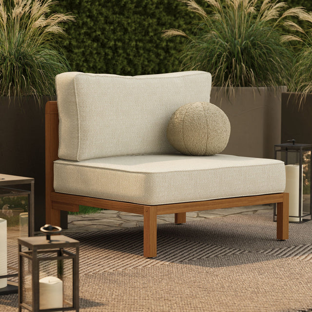 Kona Natural Sand Outdoor Teak Wood Armless Modular Chair - Ornate Home
