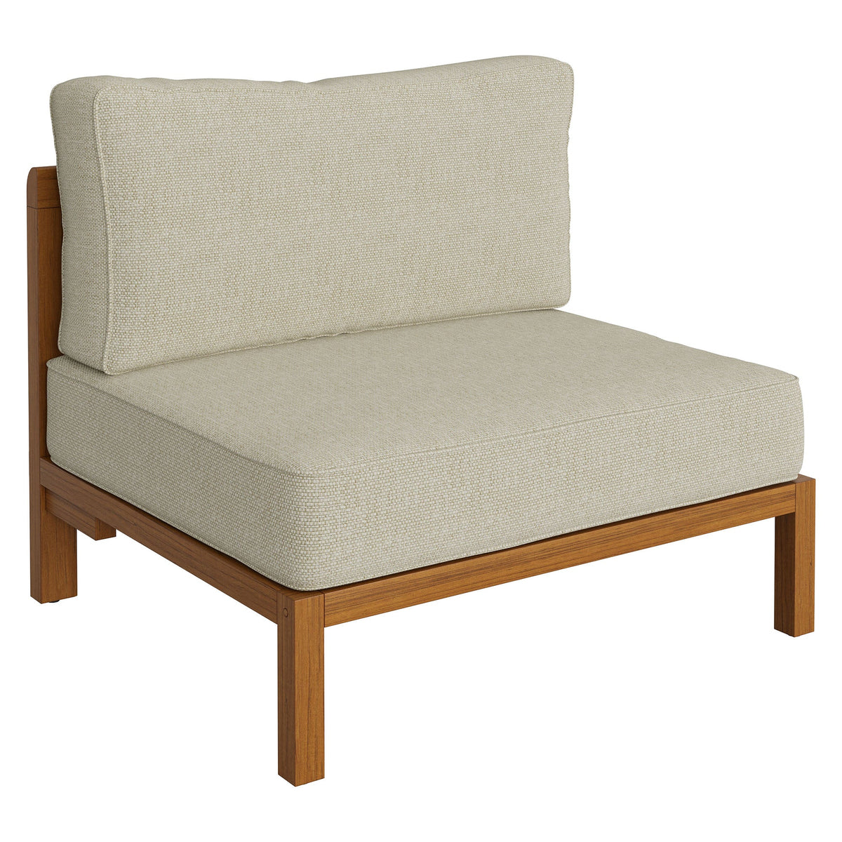 Kona Natural Sand Outdoor Teak Wood Armless Modular Chair - Ornate Home