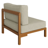 Kona Natural Sand Outdoor Teak Wood Armless Modular Chair - Ornate Home