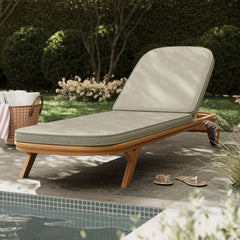 Kona Natural Sand Outdoor Teak Wood Chaise Lounge Chair