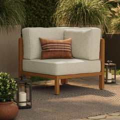Kona Natural Sand Outdoor Teak Wood Corner Modular Chair