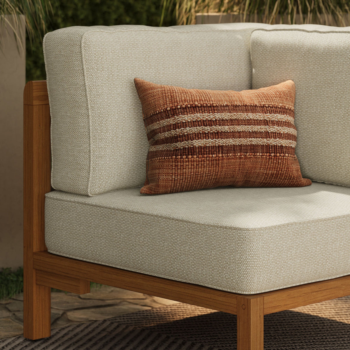 Kona Natural Sand Outdoor Teak Wood Corner Modular Chair