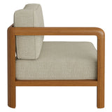 Kona Natural Sand Outdoor Teak Wood Left-Arm Facing Modular Armchair