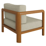 Kona Natural Sand Outdoor Teak Wood Left-Arm Facing Modular Armchair
