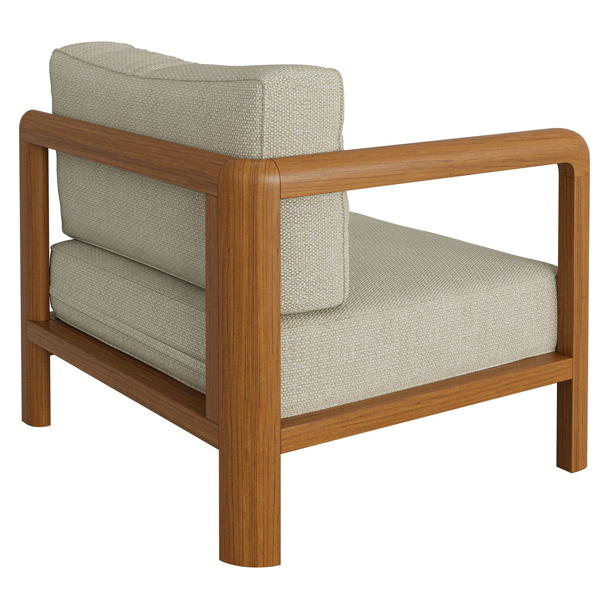 Kona Natural Sand Outdoor Teak Wood Left-Arm Facing Modular Armchair