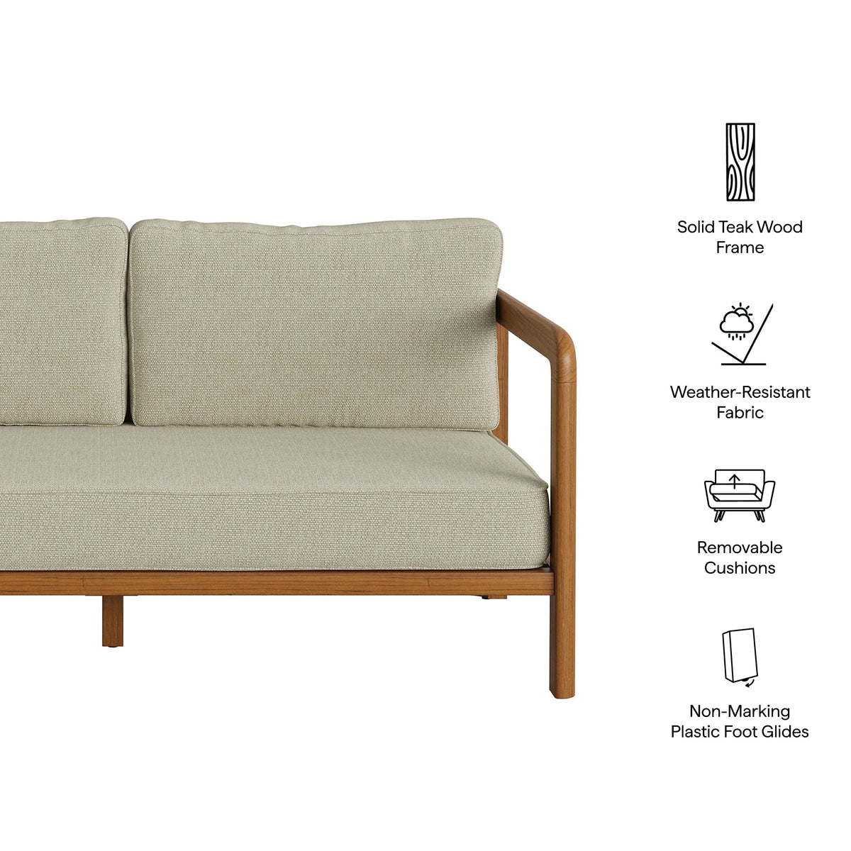 Kona Natural Sand Outdoor Teak Wood Loveseat
