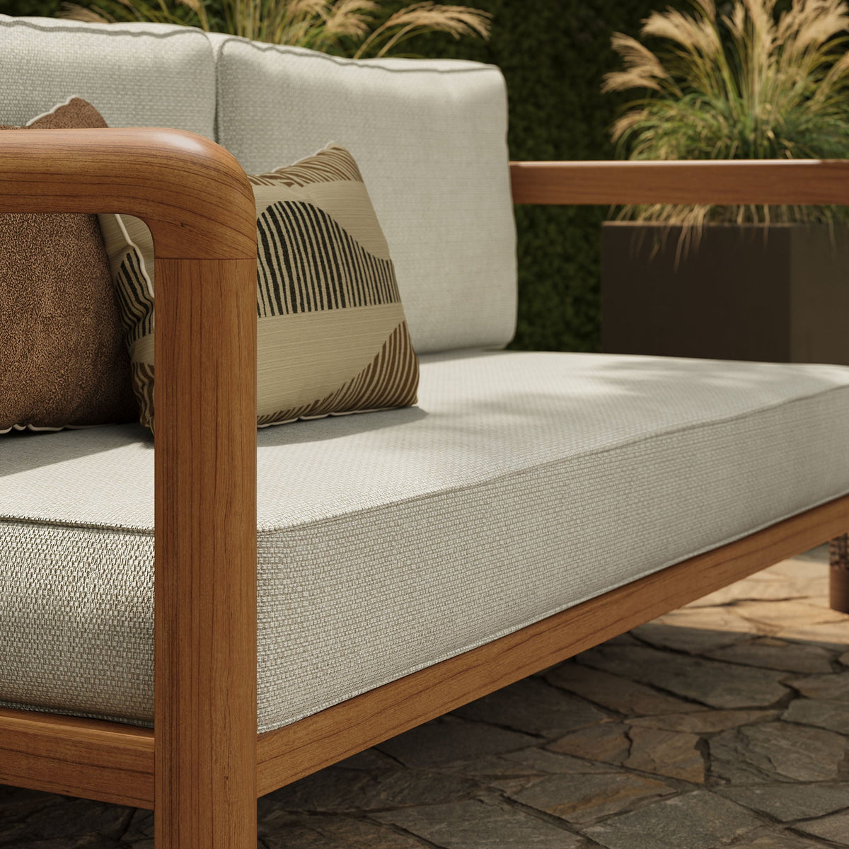 Kona Natural Sand Outdoor Teak Wood Loveseat