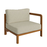 Kona Natural Sand Outdoor Teak Wood Right-Arm Facing Modular Armchair