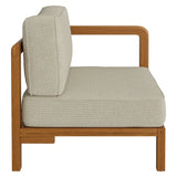 Kona Natural Sand Outdoor Teak Wood Right-Arm Facing Modular Armchair