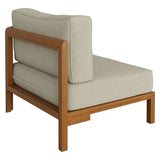Kona Natural Sand Outdoor Teak Wood Right-Arm Facing Modular Armchair