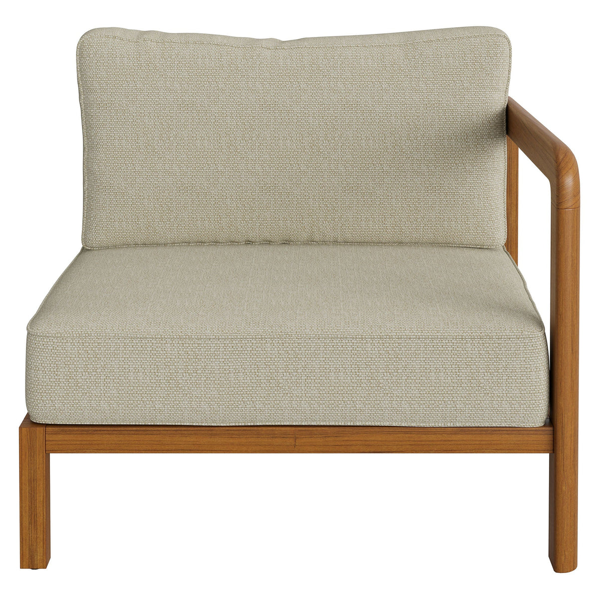 Kona Natural Sand Outdoor Teak Wood Right-Arm Facing Modular Armchair
