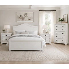Kona White 4-Piece King Bedroom Set with 2 Nightstands & Chest - Ornate Home