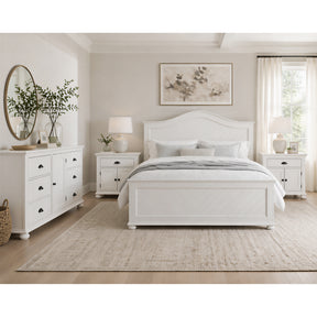 Kona White 4-Piece King Bedroom Set with 2 Nightstands & Dresser - Ornate Home
