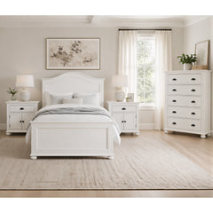 Kona White 4-Piece Queen Bedroom Set with 2 Nightstands & Chest - Ornate Home