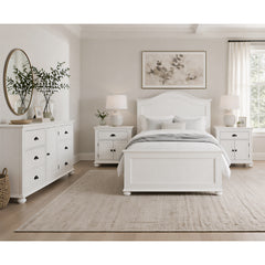 Kona White 4-Piece Queen Bedroom Set with 2 Nightstands & Dresser - Ornate Home