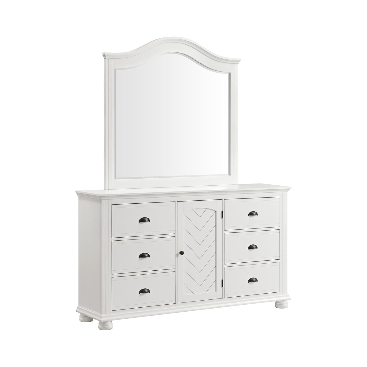 Kona White 5-Piece Twin Panel Bedroom Set - Ornate Home