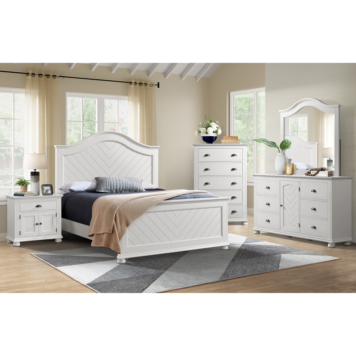 Kona White Queen Panel Bed