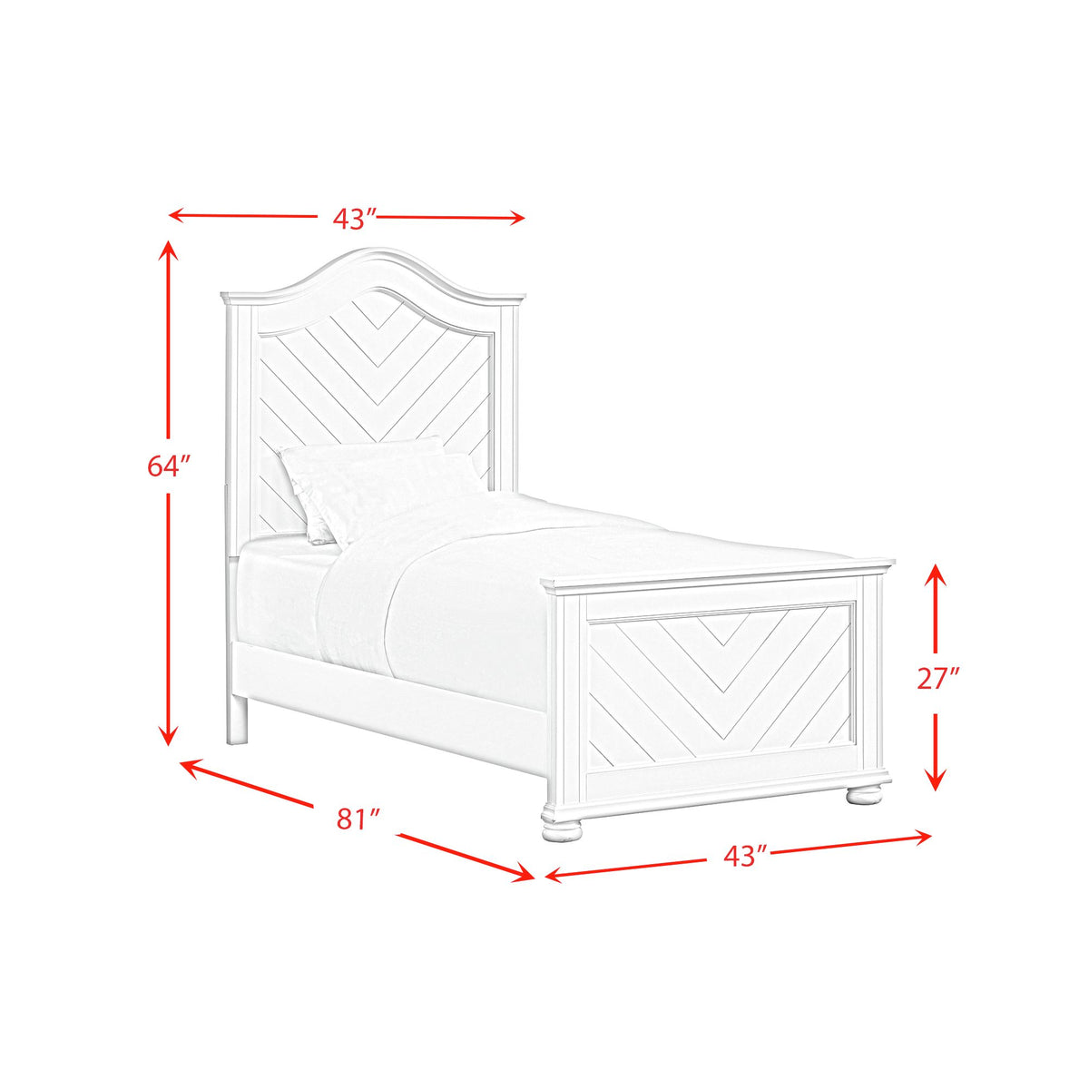 Kona White Twin Panel Bed - Ornate Home