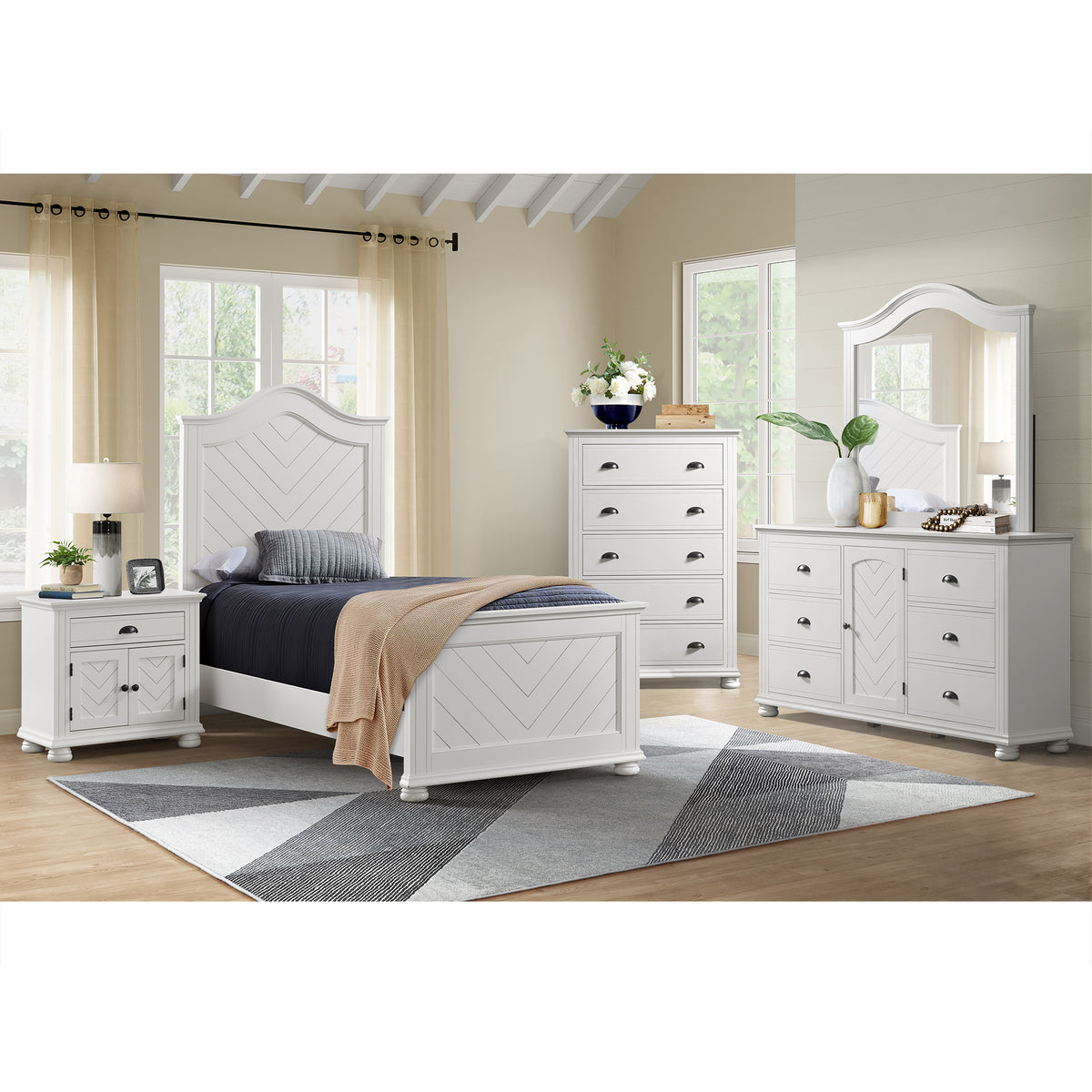 Kona White Twin Panel Bed - Ornate Home