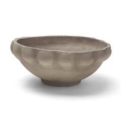 Konya Earthen Gray-Brown Large Dotted Paper Mache Centerpiece Bowl - Ornate Home