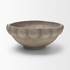 Konya Earthen Gray-Brown Large Dotted Paper Mache Centerpiece Bowl - Ornate Home