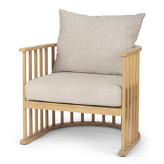 Kopari Beige/Light Brown Fabric Wood Accent Chair - Ornate Home