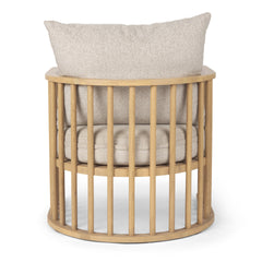 Kopari Beige/Light Brown Fabric Wood Accent Chair - Ornate Home