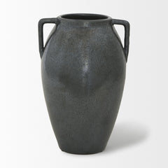 Kora Gray Medium Dark Metallic Double Ear Vase - Ornate Home