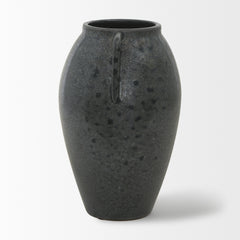 Kora Gray Medium Dark Metallic Double Ear Vase - Ornate Home