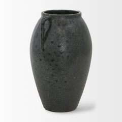 Kora Gray Medium Dark Metallic Double Ear Vase - Ornate Home