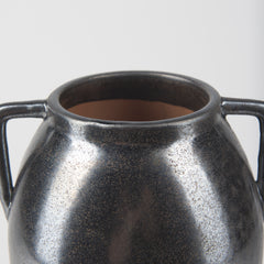 Kora Gray Medium Dark Metallic Double Ear Vase - Ornate Home