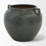 Kora Gray Short Dark Metallic Double Ear Vase - Ornate Home