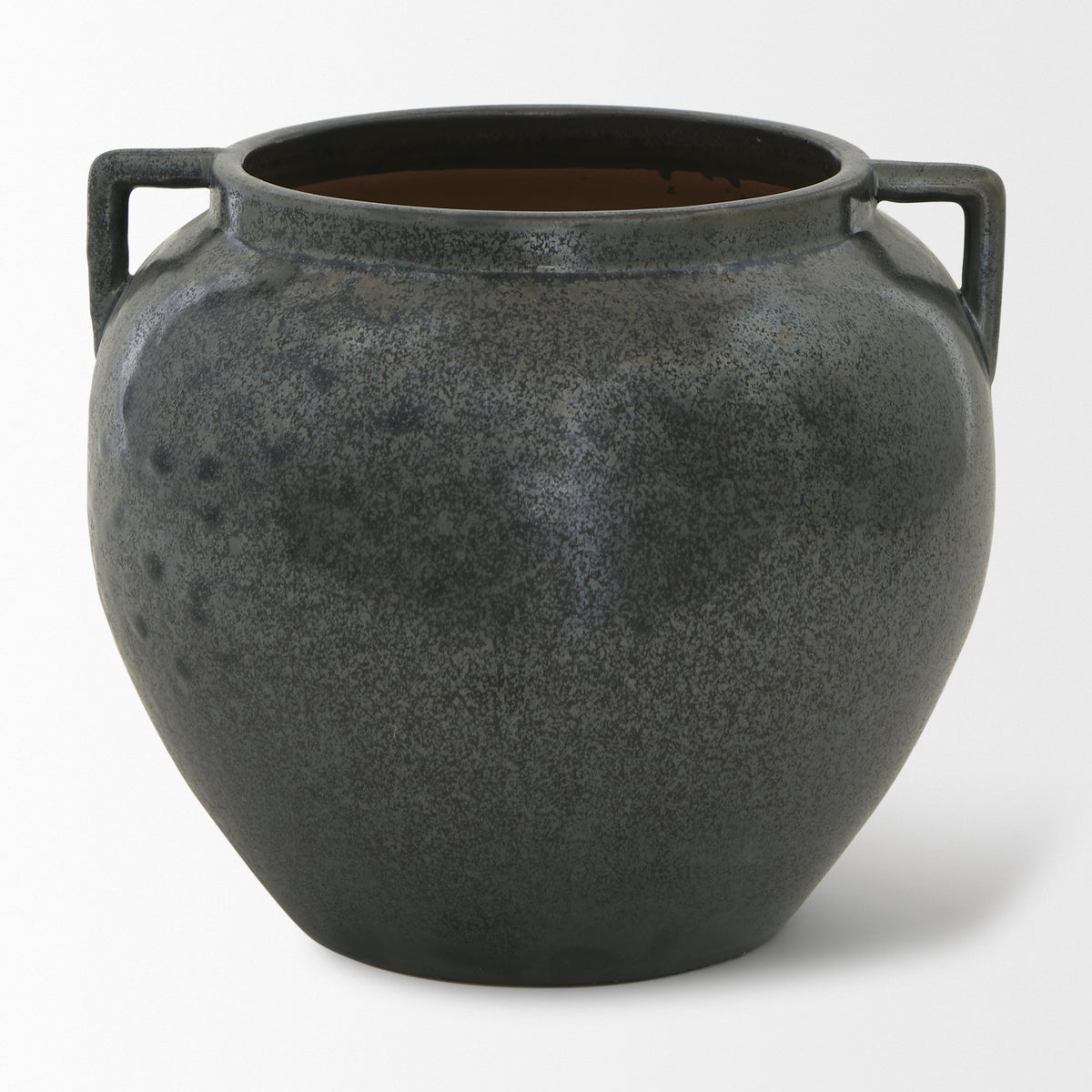 Kora Gray Short Dark Metallic Double Ear Vase - Ornate Home