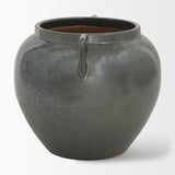 Kora Gray Short Dark Metallic Double Ear Vase - Ornate Home
