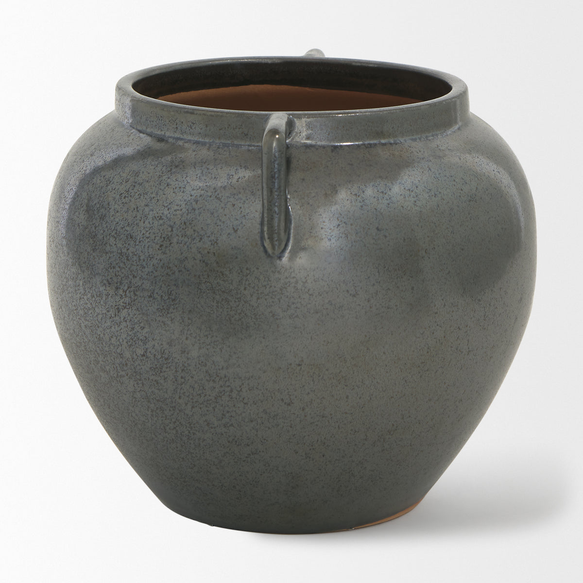 Kora Gray Short Dark Metallic Double Ear Vase - Ornate Home