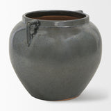 Kora Gray Short Dark Metallic Double Ear Vase - Ornate Home